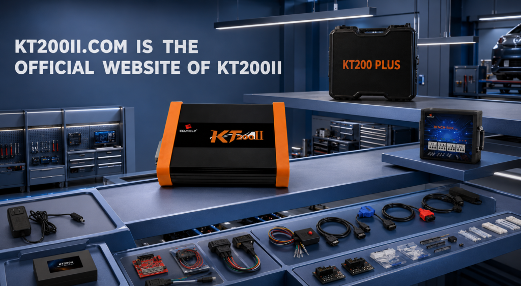 KT200 Plus connected to a BMW Bosch MD1CS001 SPC5777 TC298 ECU for Bench reading and writing