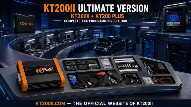 KT200 Plus connected to a BMW Siemens MSD81 TC1796 ECU for identification, original backup and safe programming