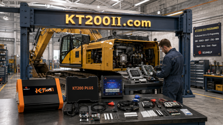 KT200 Plus connected to an Audi DL382 TC1784 TCU for 0CK 0CL 0CJ identification, original backup and programming