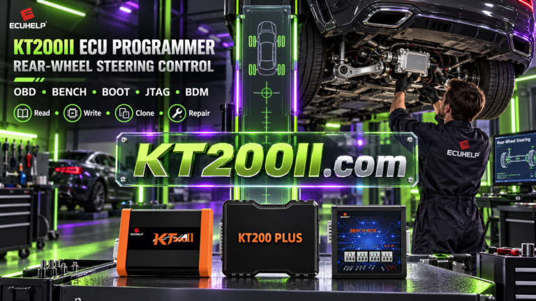 KT200 Plus connected to a Bosch EDC17U01 TC1766 VAG diesel ECU for Bench and Boot programming