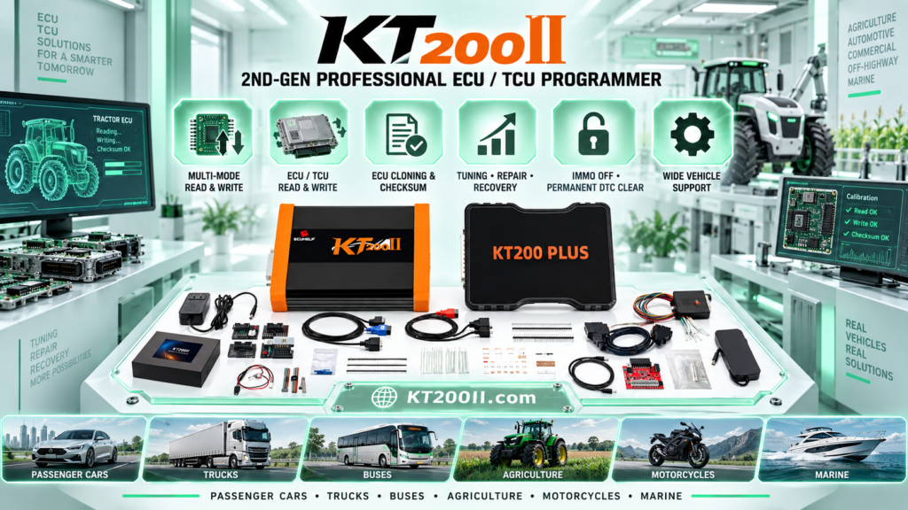 KT200 Plus Bosch EDC17C64 ECU programming on a professional Bench setup