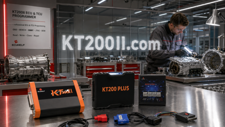 KT200 Plus connected to a Renault Bosch EDC17C84 TC1782 ECU for Bench identification, original backup, reading and writing