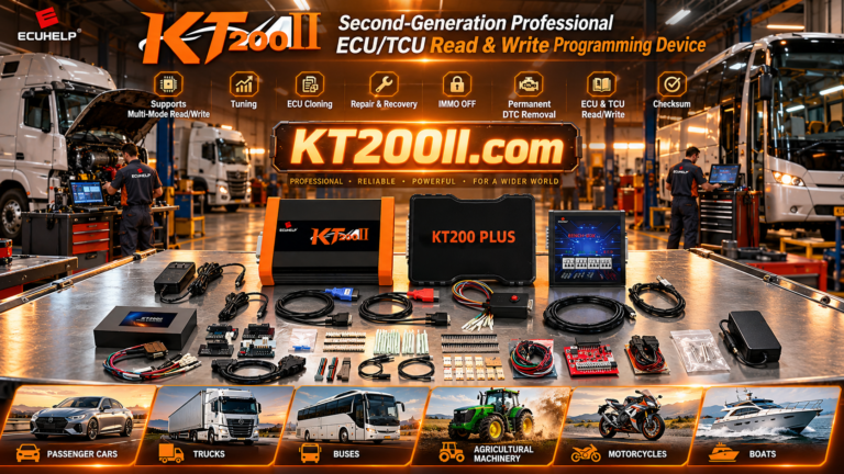 Technician checking ECU checksum before KT200Plus file writing