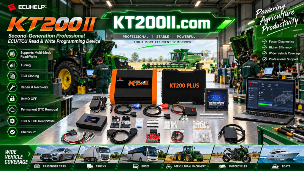 KT200Plus technician verifying ECU data after read and write programming