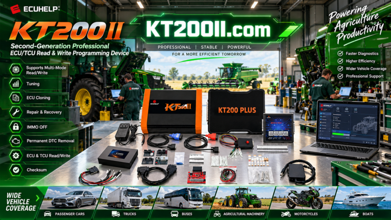 KT200Plus technician verifying ECU data after read and write programming