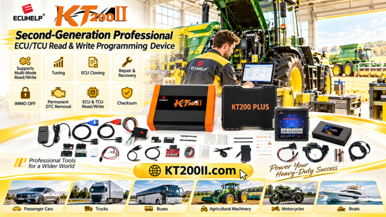 Technician performing ECU initialization after KT200Plus programming