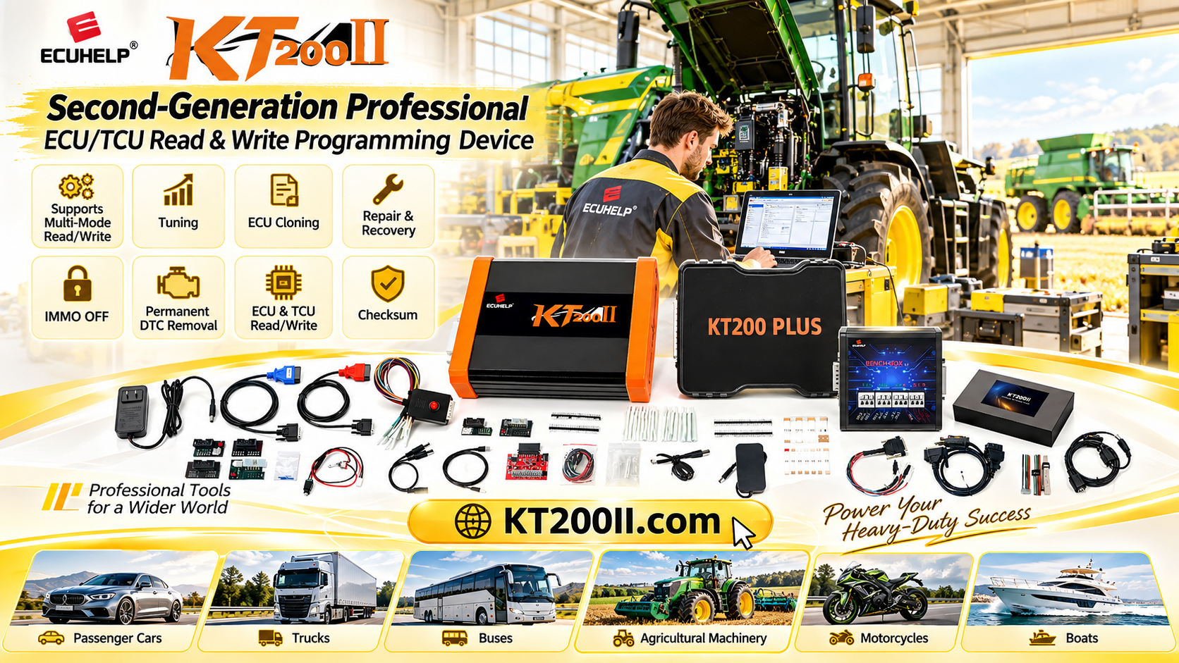 Technician performing ECU initialization after KT200Plus programming