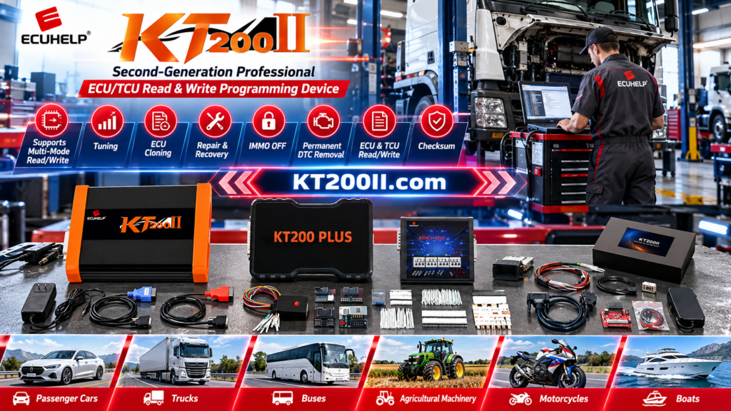 Technician preparing a KT200Plus ECU programming work order
