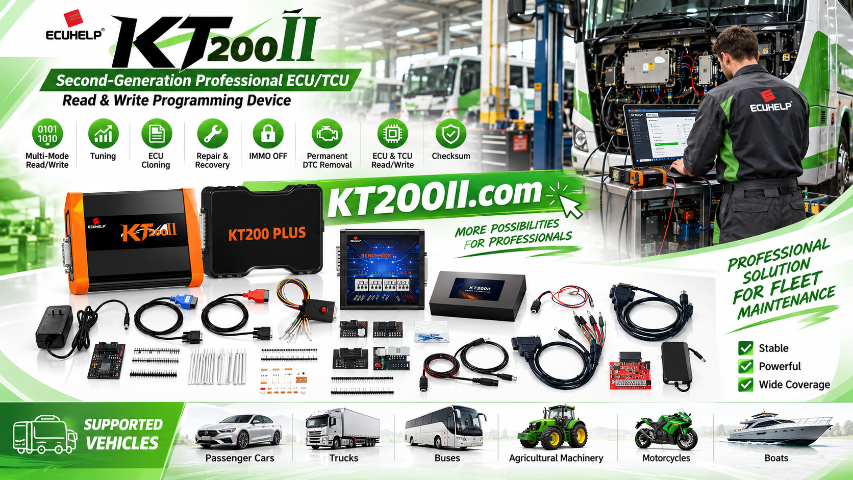 Technician performing final quality control checks after KT200Plus ECU programming