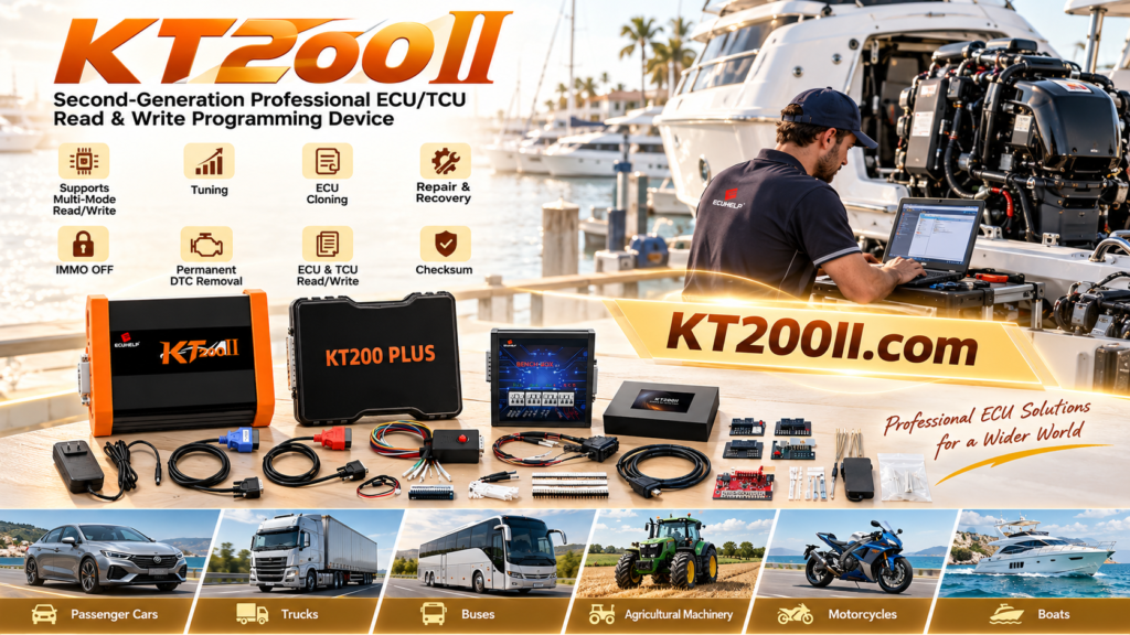 Technician using ESD protection while preparing a KT200Plus ECU programming workstation
