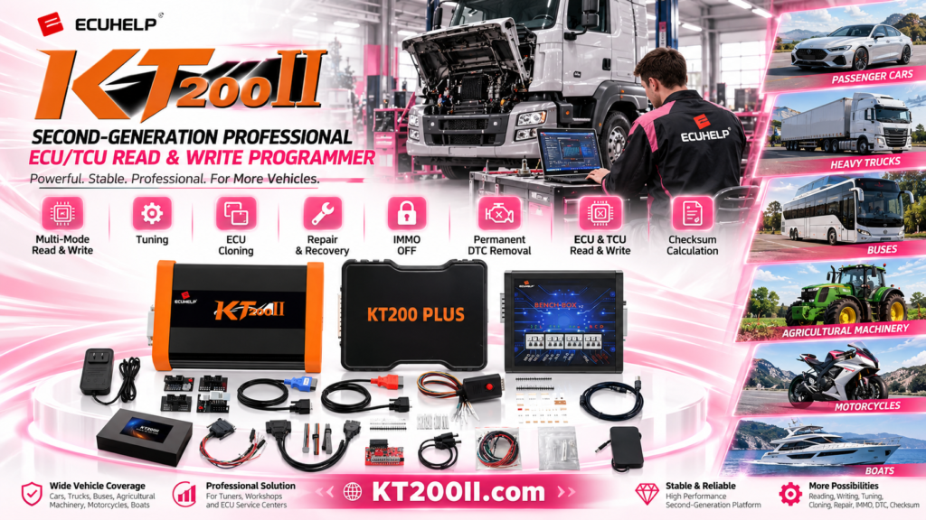 Technician reinstalling and validating a programmed ECU after using KT200Plus