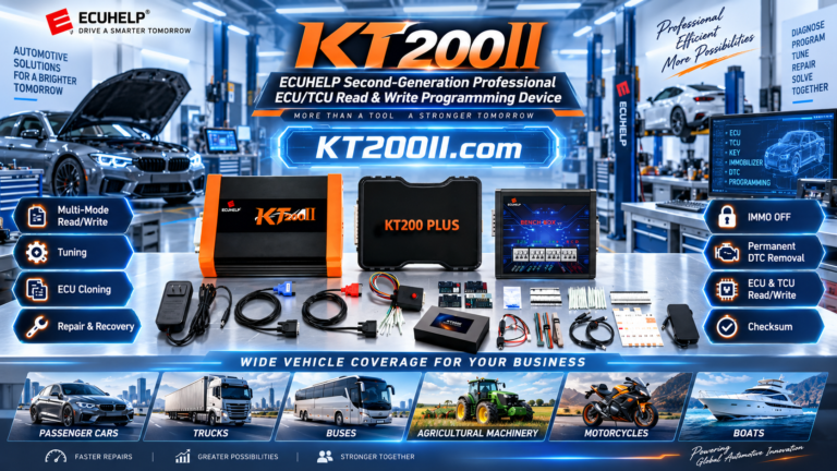 KT200Plus ECU programmer performing an authorized IMMO and DTC service workflow