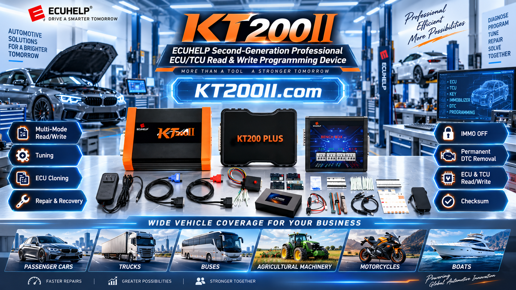 KT200Plus ECU programmer performing an authorized IMMO and DTC service workflow