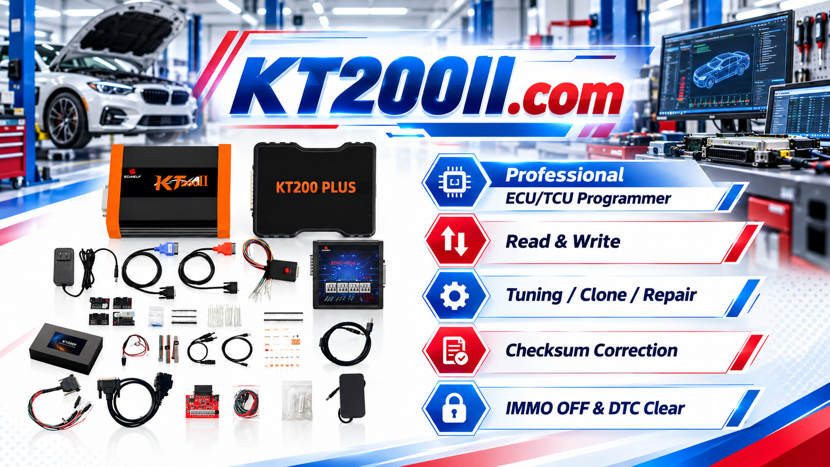 KT200 Plus ECU programmer checking ECU checksum before data writing