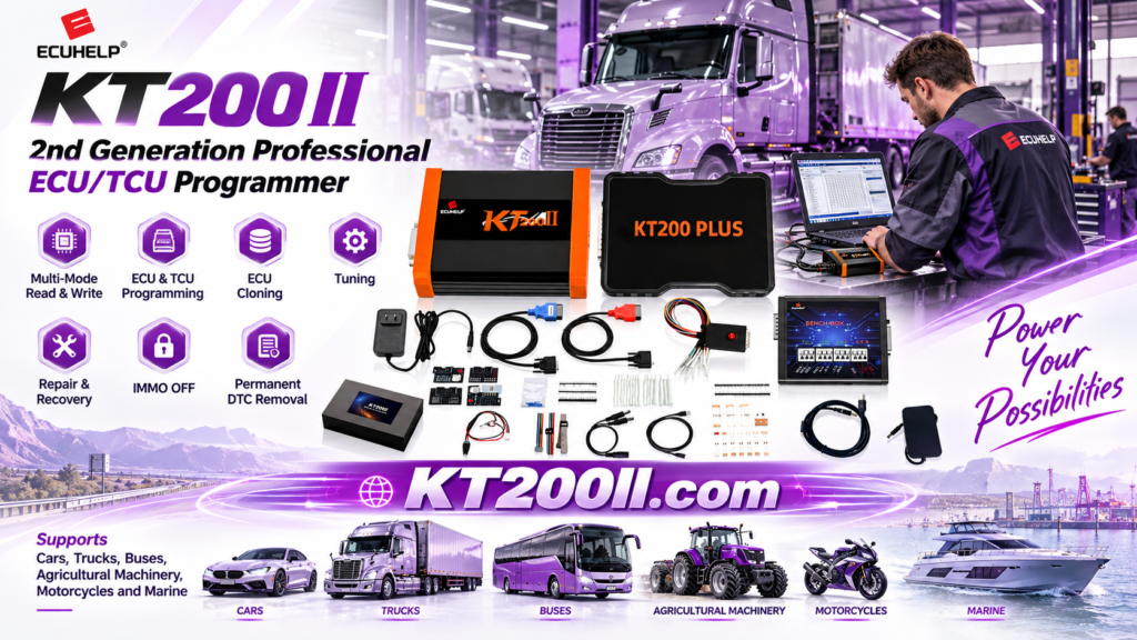 Technician organizing original and modified ECU files after a KT200 Plus programming operation