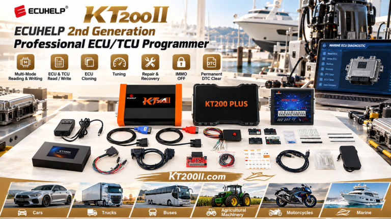 KT200Plus ECU programmer performing supported DTC clearing and authorized immobilizer service