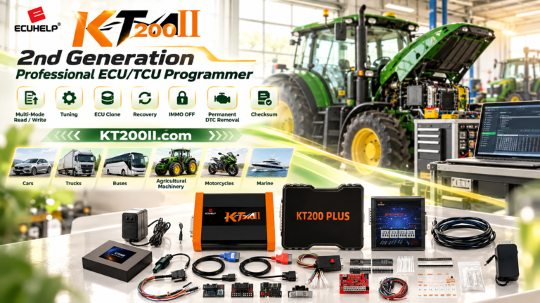 Technician verifying original and programmed ECU data with KT200Plus