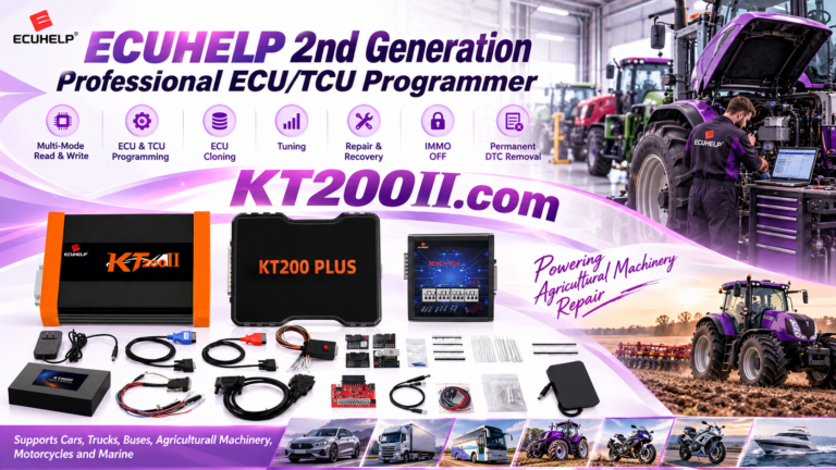 KT200Plus ECU programmer using OBD Bench Boot and JTAG programming modes
