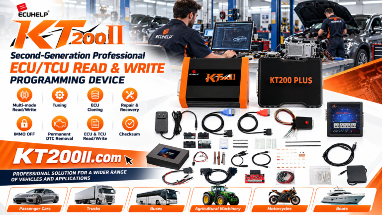 Technician preparing a virtual read and write ECU file with KT200Plus